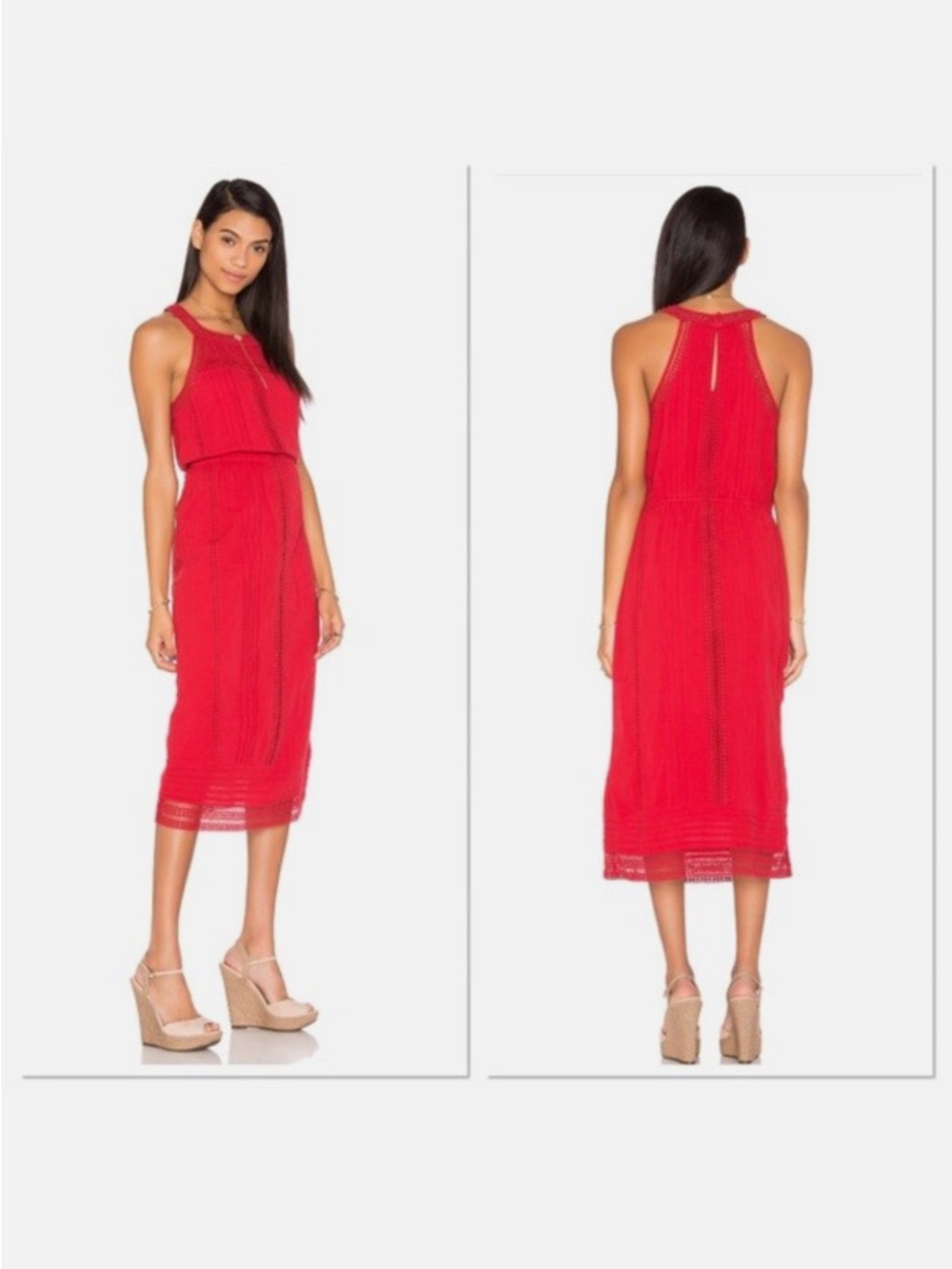 Joie NWT Red Halter Midi Dress, M